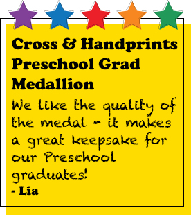Cross & Handprint Preschool Grad Medal
