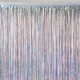 Iridescent 8 ft. x 3 ft. 2-ply Vinyl Fringe Curtain