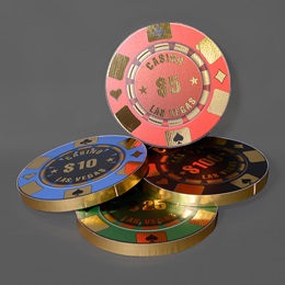 Metallic Poker Chips Stand-ups Kit (set of 4)