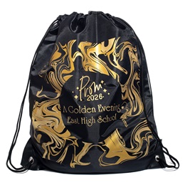 14 in. x 18 in. Gold Marble Swirls Themed Custom Drawstring Backpack