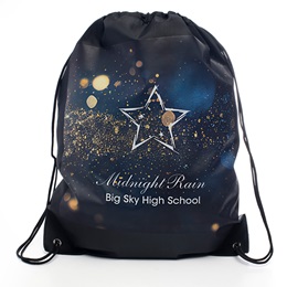 14 in. x 18 in. Blue and Gold Sparkle Custom Drawstring Backpack