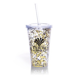 16 oz. Black and Gold Confetti Custom Tumbler