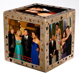Gold Starlit Sparkle Photo Cube