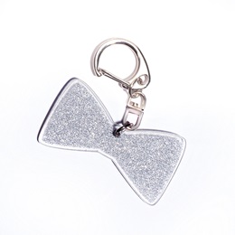Silver Glitter Bow Tie Key Chain