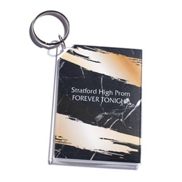 Full-color Rectangle Key Chain - Gold Marble Splash