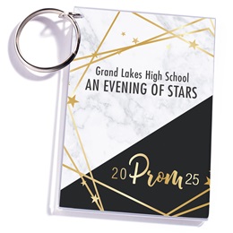 Full-color Rectangle Key Chain - Black and White Elegance