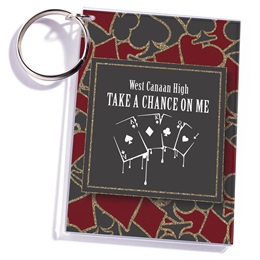 2 1/2 in. x 3 1/2 in. Black and Red Casino Custom Key Chain