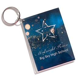 2 1/2 in. x 3 1/2 in. Blue and Gold Sparkle Custom Key Chain