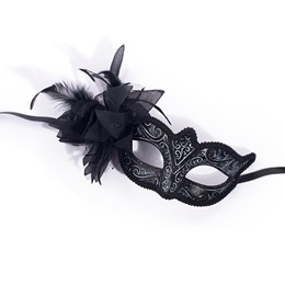Black-and-white Half Mask With Flower