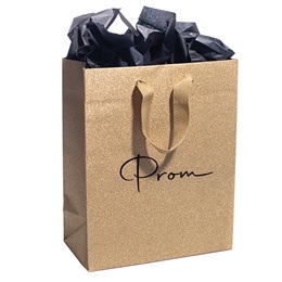 8 in. x 10 in. Gold Glitter Prom Gift Bag