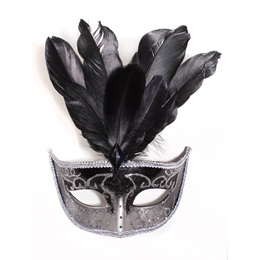 Black/Silver Jewel Feather Mask