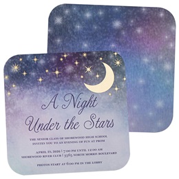 Pastel Sky & Foil Moon Invitation