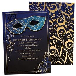 Sapphire Blue Mask Luxury Foil Invitation