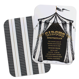5" x 7" Custom Invitation - Black & White Big Top in Foil