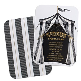 5" x 7" Custom Invitation - Black & White Big Top in Foil