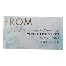 Teal Marble Prom Ticket