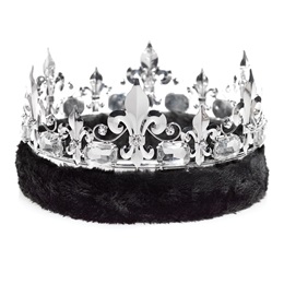 Silver Fleur-de-lis Crown With Black Fur Trim