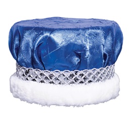 Blue Crushed Satin Crown - Silver Band