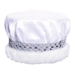 White Crushed Satin Crown - Silver Band