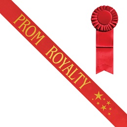 Red Prom Royalty Sash with Gold Stars