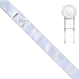 Homecoming Royalty Sash - White/Silver Edges