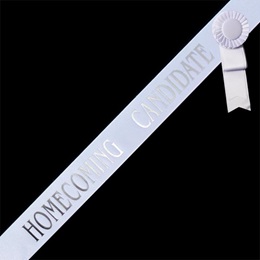 Homecoming Candidate Sash - White/Silver