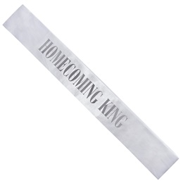 White/Silver Satin Homecoming King Sash