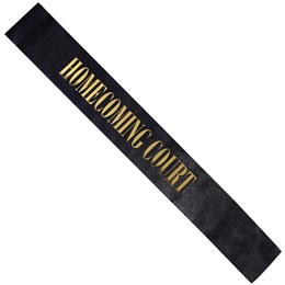 Black/Gold Satin Homecoming Court Sash