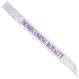 Satin Homecoming Royalty Sash - White and Purple