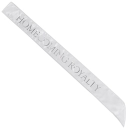 White and Silver 72 in. Satin Homecoming Royalty Sash