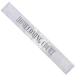 White/Silver Satin Homecoming Court Sash