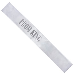 White and Silver 62 in. Prom King Satin Sash