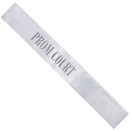 62 in. White and Silver Satin Prom Court Sash 