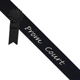 Prom Court Sash With Rosette - Black/Silver