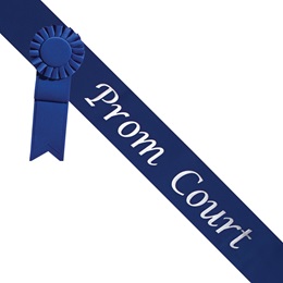 Prom Court Sash With Rosette - Blue/Silver