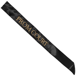Black and Gold Satin Prom Court Sash