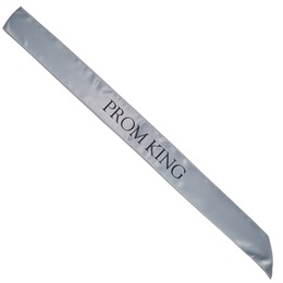 Satin Prom King Sash - Silver and Black