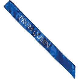 Satin Prom Queen Sash - Blue and White