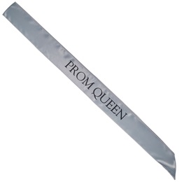 Satin Prom Queen Sash - Silver and Black