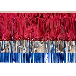 15 in. x 10 ft.  Red, Silver, and Blue Metallic Fringe