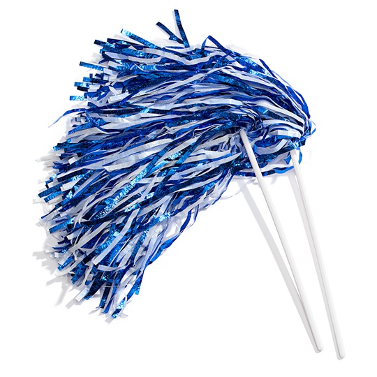 Royal Blue and White Textured Metallic Poms (10/pkg) | Anderson's