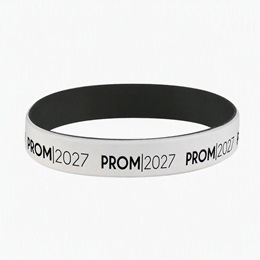 3 1/2 in. White and Black Silicone Prom 2027 Wristband