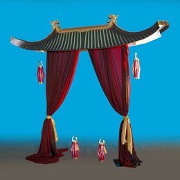 8 ft. 6 in. x 9 ft. 8 in. Dynasty Gate Pagoda Arch and Lanterns Kit
