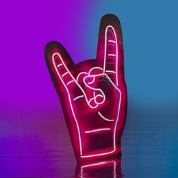 5 ft. 10 in. x 40 in. Neon Rock-on Hand Sign Stand-up Kit