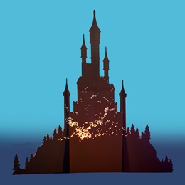 7 ft. 1 in. x 7 ft. 4 in. Distant Spires Lighted Castle Silhouette Kit