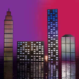 Lighted Downtown Buildings Kit (set of 4)