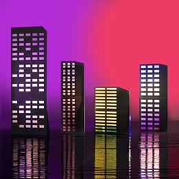 Lighted City Buildings Kit (set of 4)