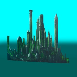 6 ft. x 7 ft. 4 in. Emerald Cityscape Background Kit