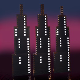 8 ft. 3 in. x 26 in. Late Night Lights Skyscraper Silhouettes Kit (set of 3)