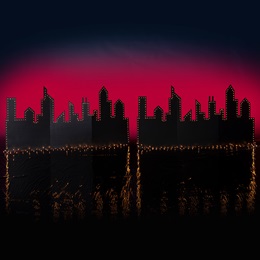 5 ft. 10 in. x 11 ft. 5 in. I Love the Nightlife Skyline Kit (set of 2)
